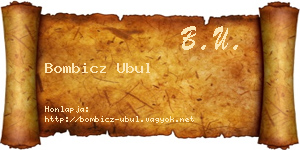 Bombicz Ubul névjegykártya
